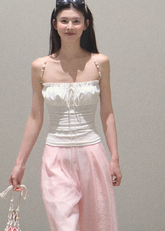 Pearlescent Wrinkle Wide-Leg Pants